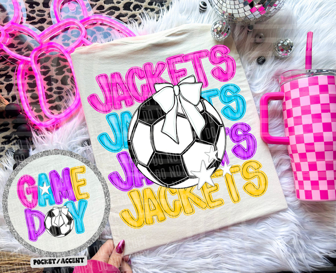 Bright Preppy Soccer DTF Print