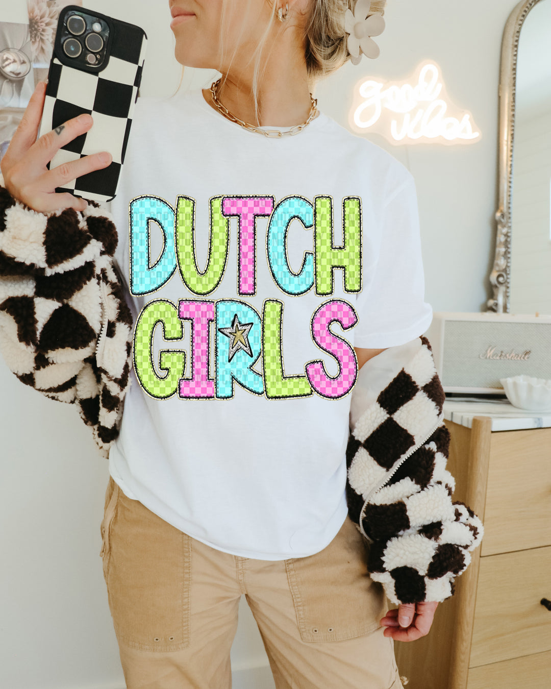 YOUTH Bright Checks DTF Print