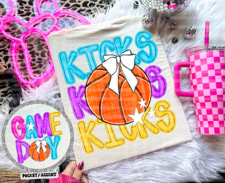 Bright Preppy Basketball DTF Print