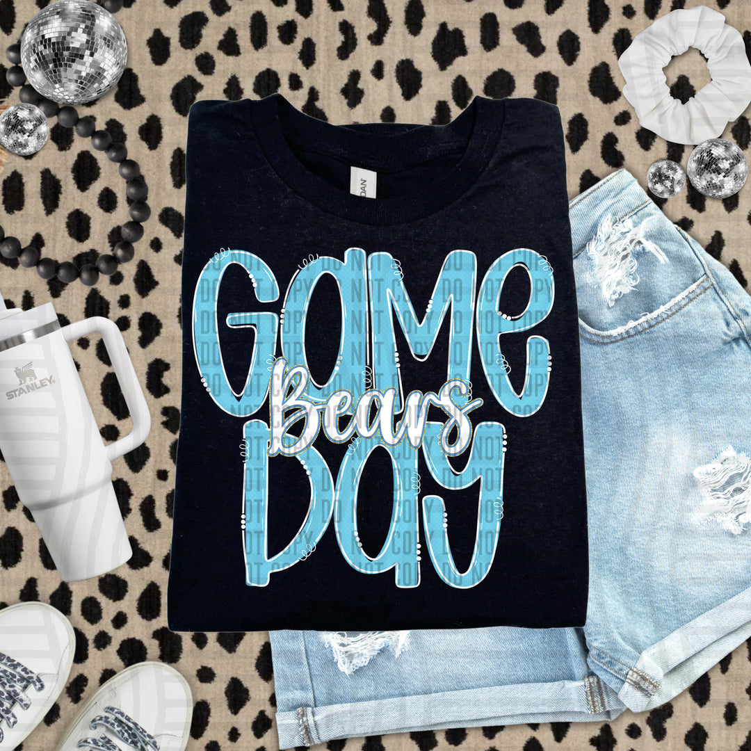 Doodle Gameday Bright Blue DTF Print