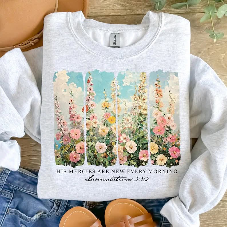 His Mercies Are New GILDAN ASH Sweatshirt