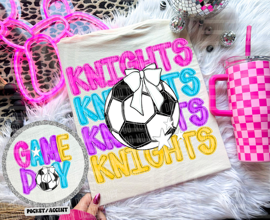 Bright Preppy Soccer DTF Print