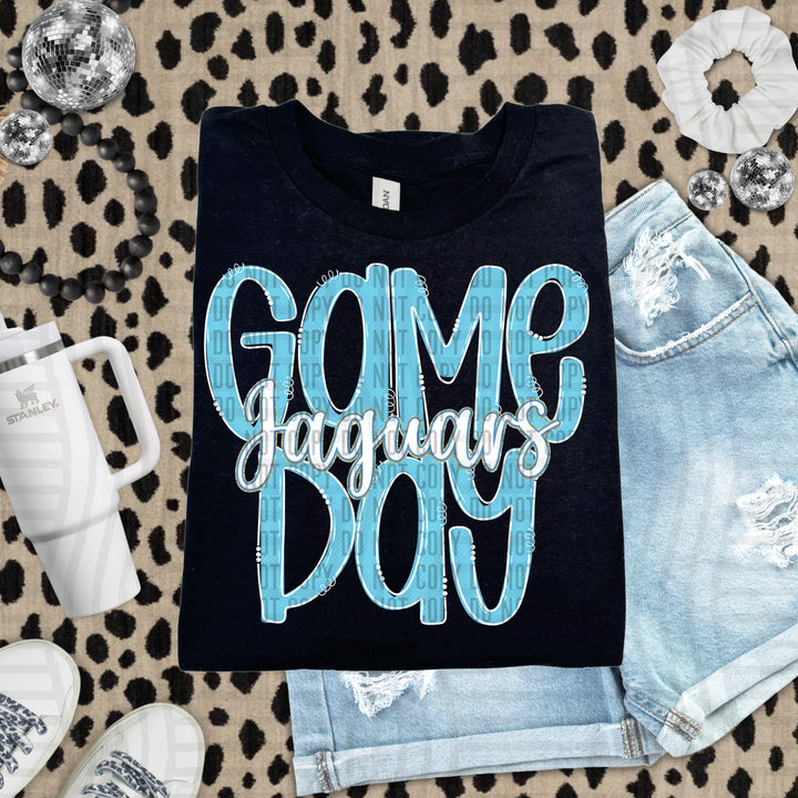 Doodle Gameday Bright Blue DTF Print
