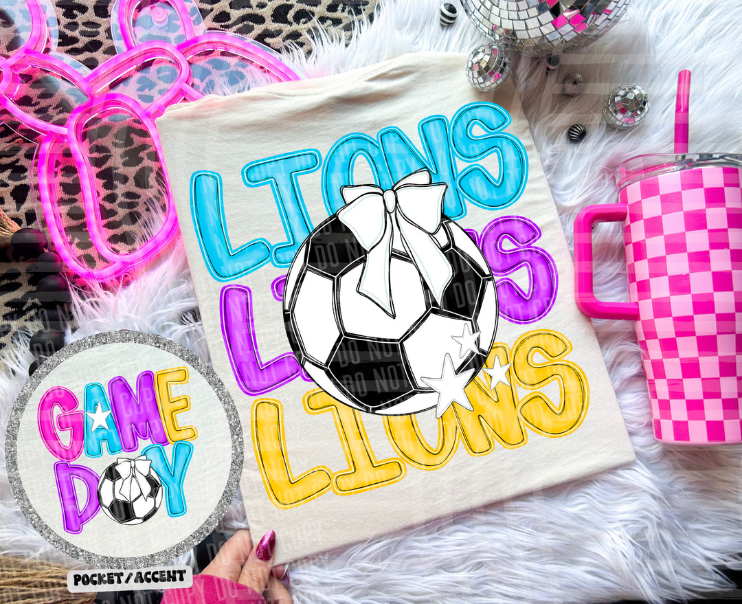 Bright Preppy Soccer DTF Print