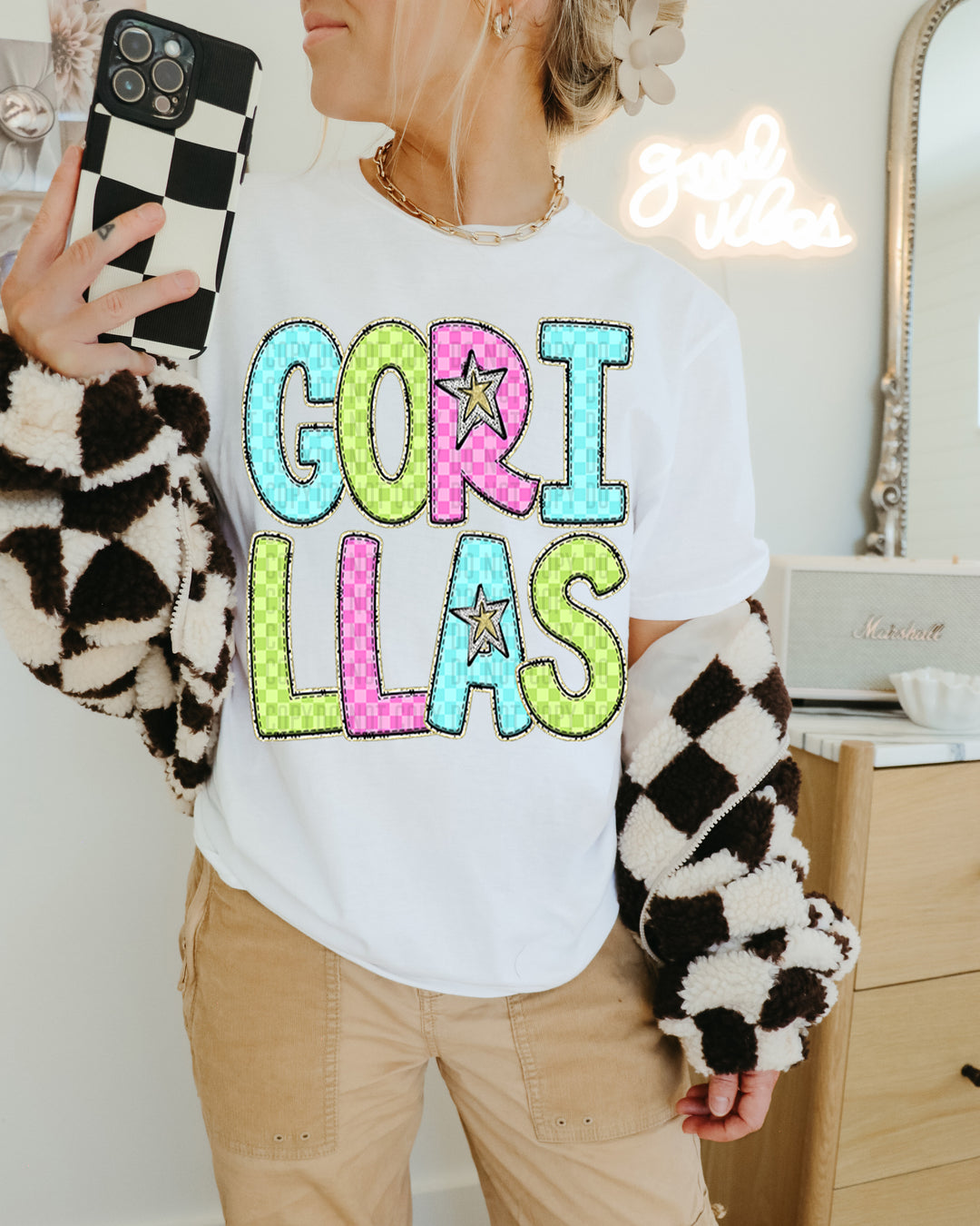 YOUTH Bright Checks DTF Print