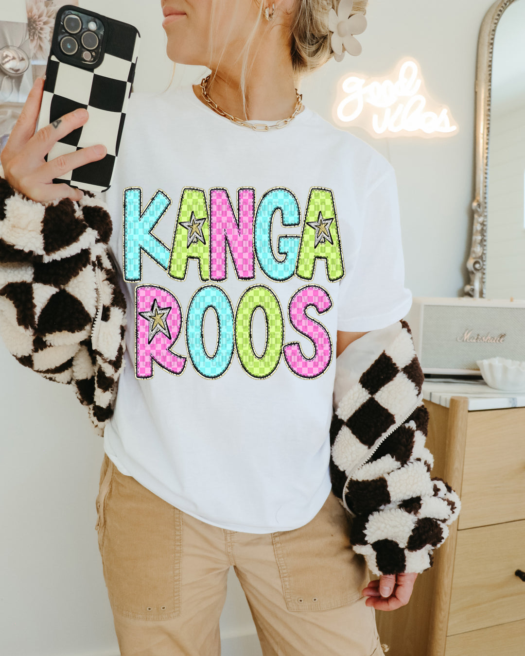 YOUTH Bright Checks DTF Print