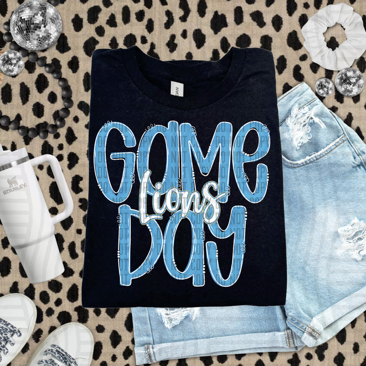 Doodle Gameday Light Blue DTF Print