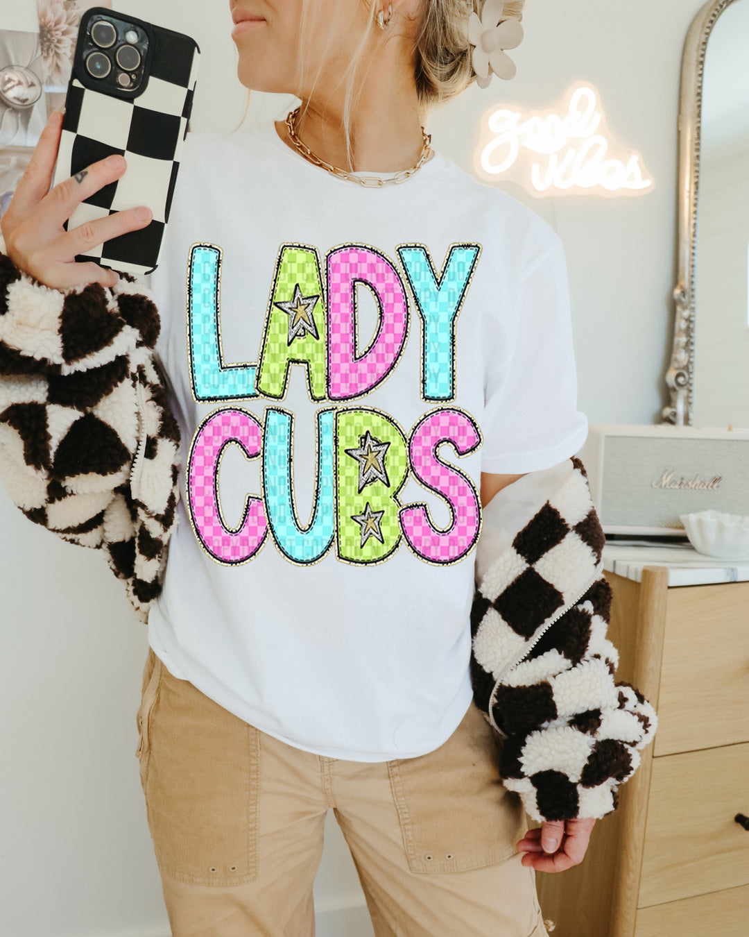 YOUTH Bright Checks DTF Print