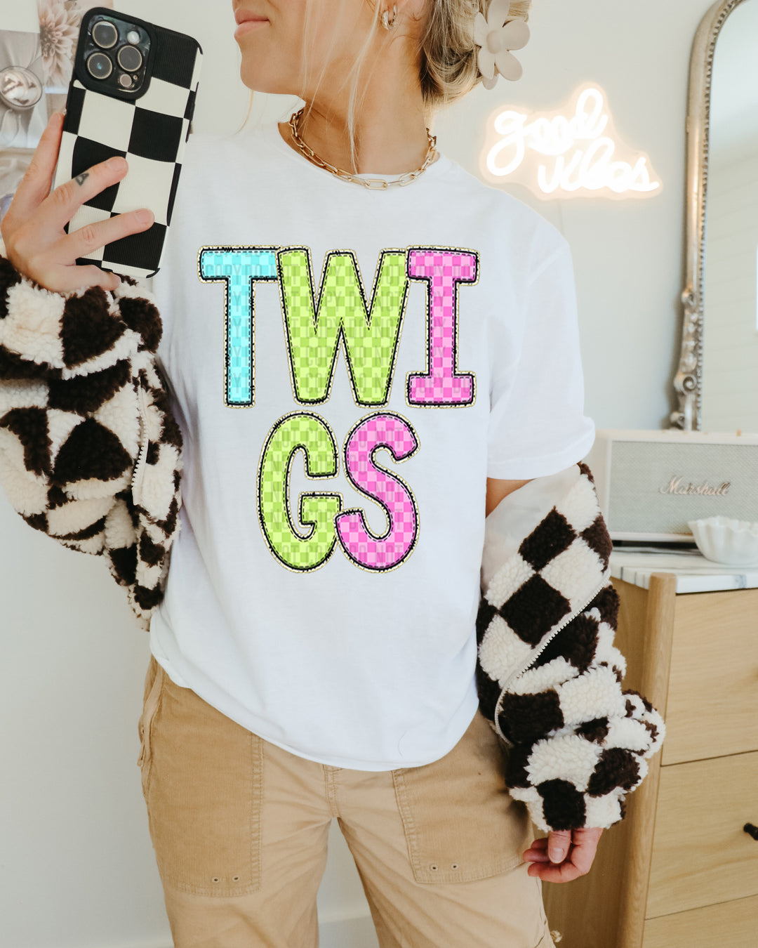 YOUTH Bright Checks DTF Print