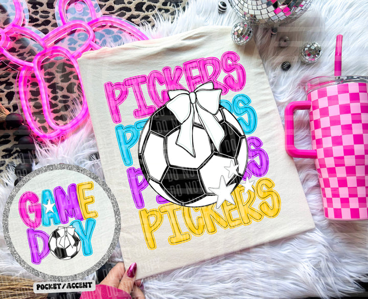 Bright Preppy Soccer DTF Print