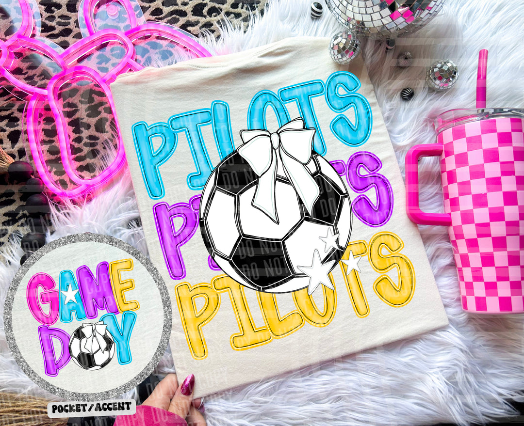 Bright Preppy Soccer DTF Print