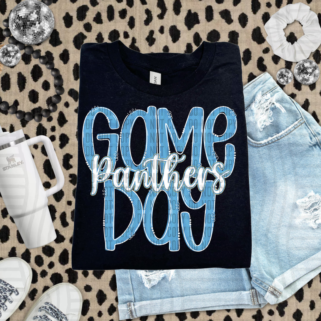 Doodle Gameday Light Blue DTF Print