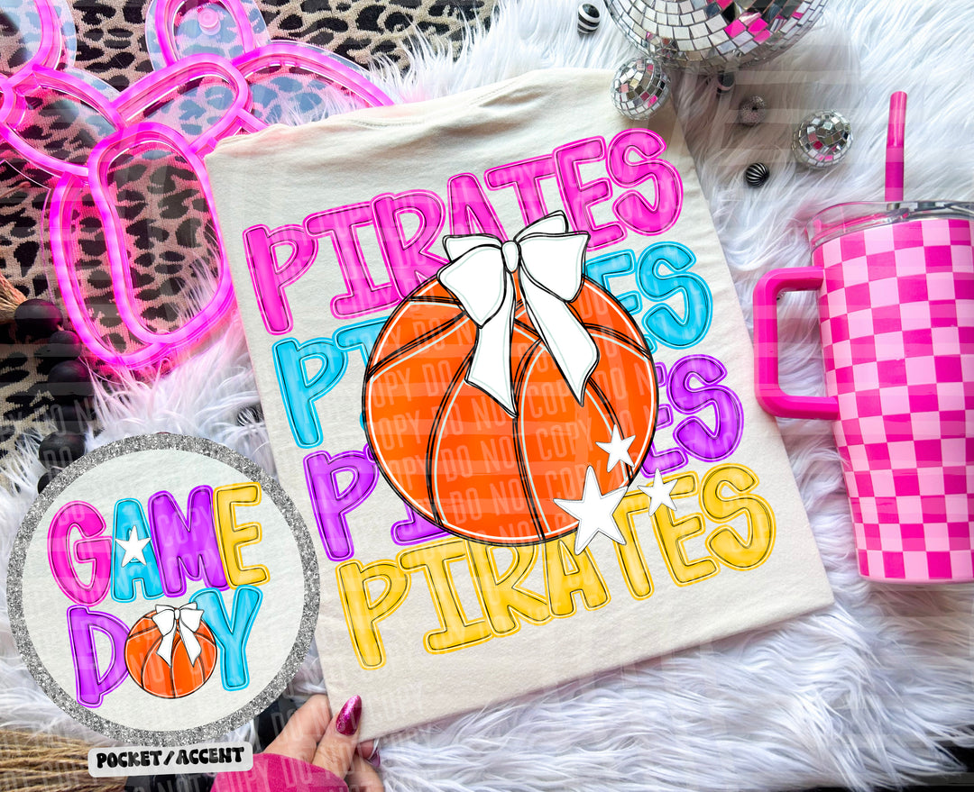 Bright Preppy Basketball DTF Print