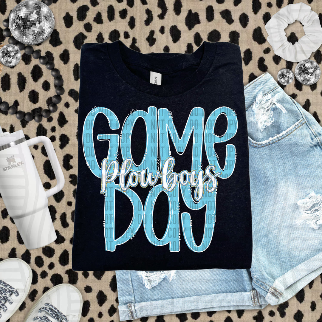 Doodle Gameday Bright Blue DTF Print