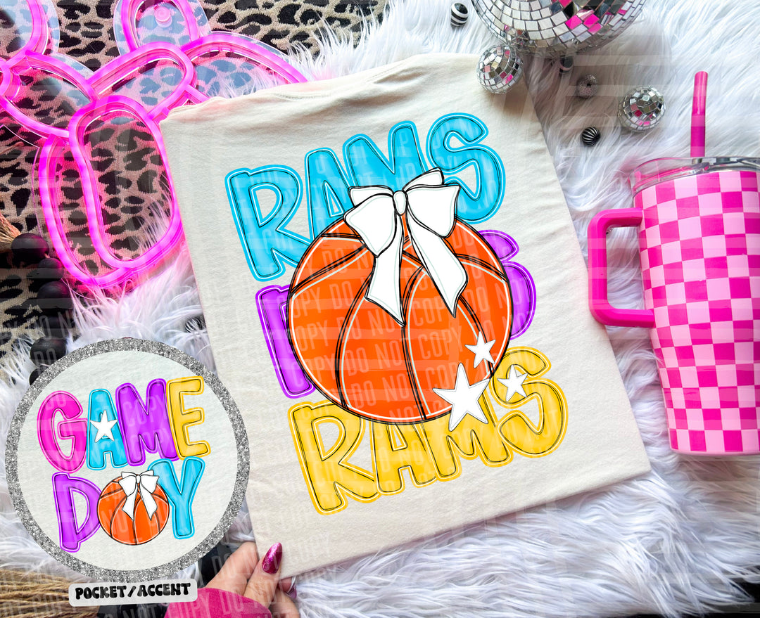 Bright Preppy Basketball DTF Print