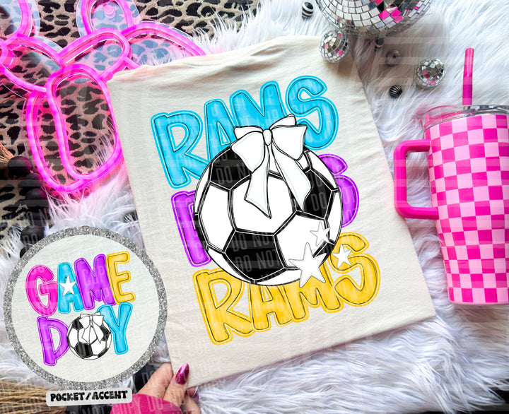 Bright Preppy Soccer DTF Print