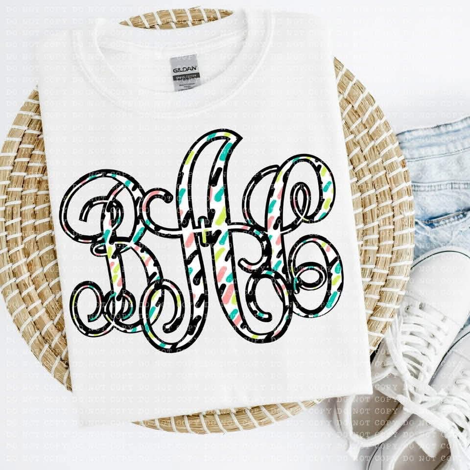 Customized Colored Dot Monogram DTF Print