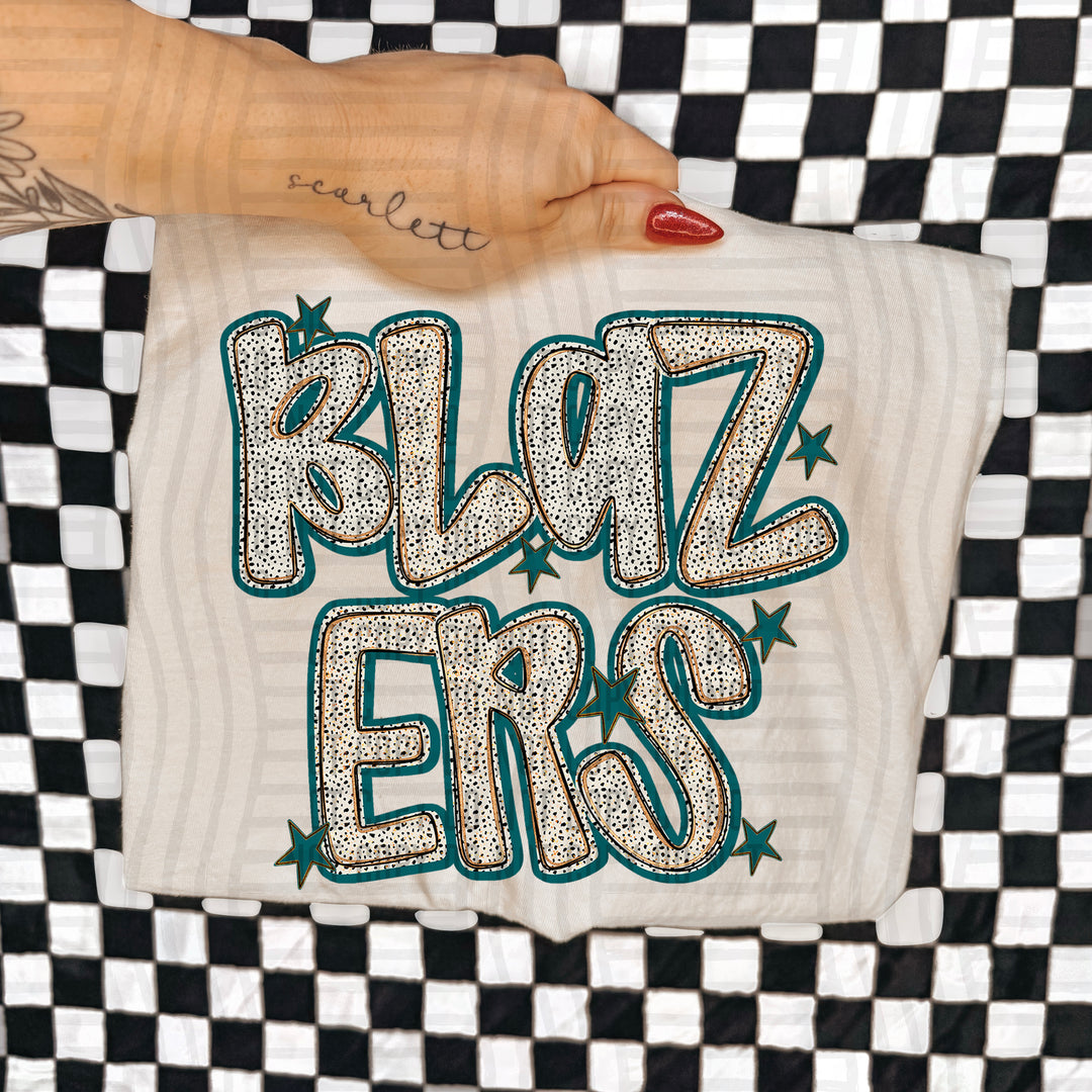 Teal Dotty DTF Print