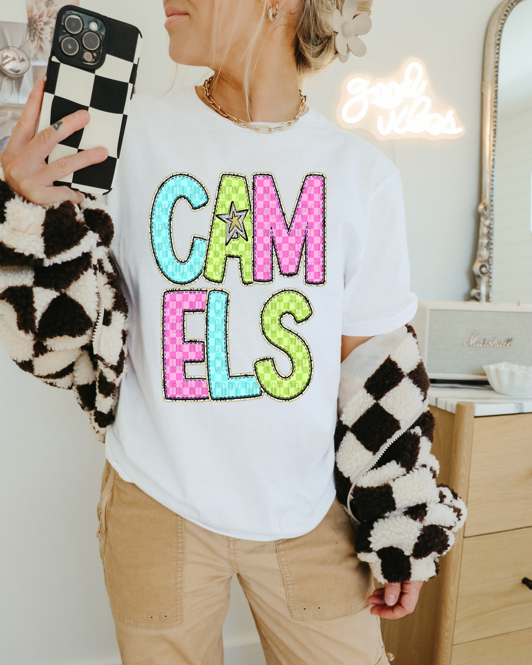 YOUTH Bright Checks DTF Print