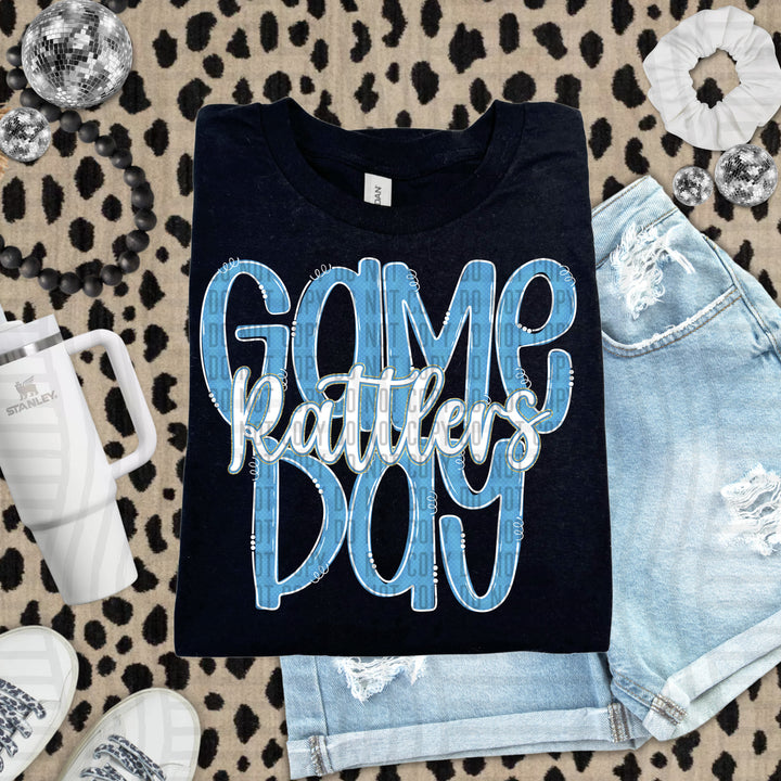 Doodle Gameday Light Blue DTF Print