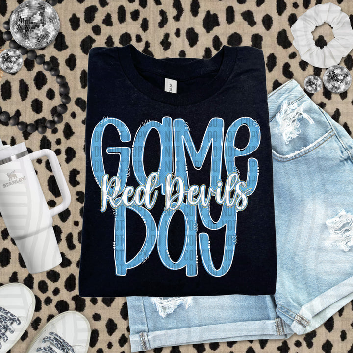 Doodle Gameday Light Blue DTF Print