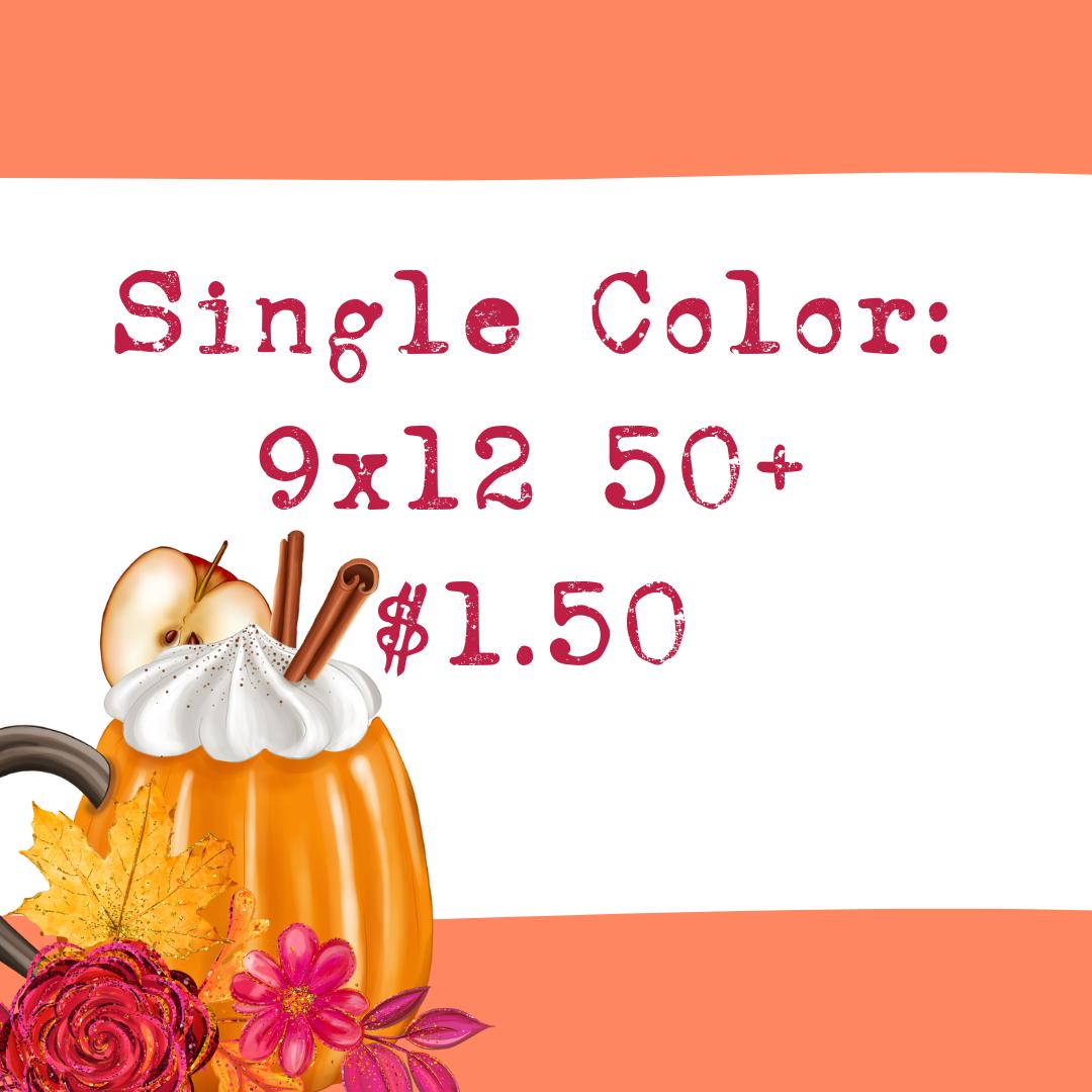 Custom Traditional Screens - (50+) One Color up to size 9x12.75