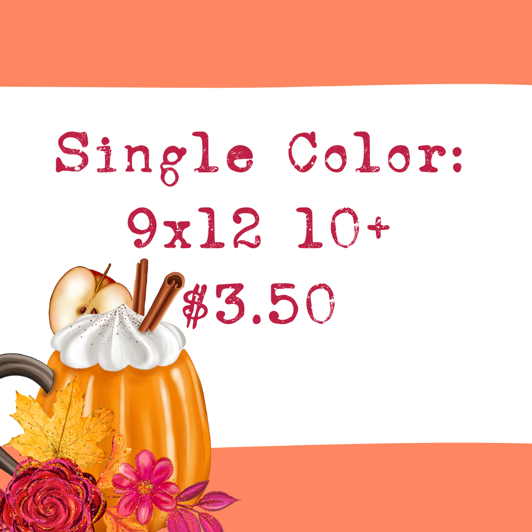 Custom Traditional Screens - (10+) One Color up to size 9x12.75