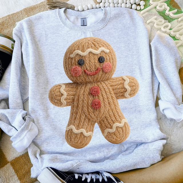 Faux Yarn Gingerbread Man DTF Print