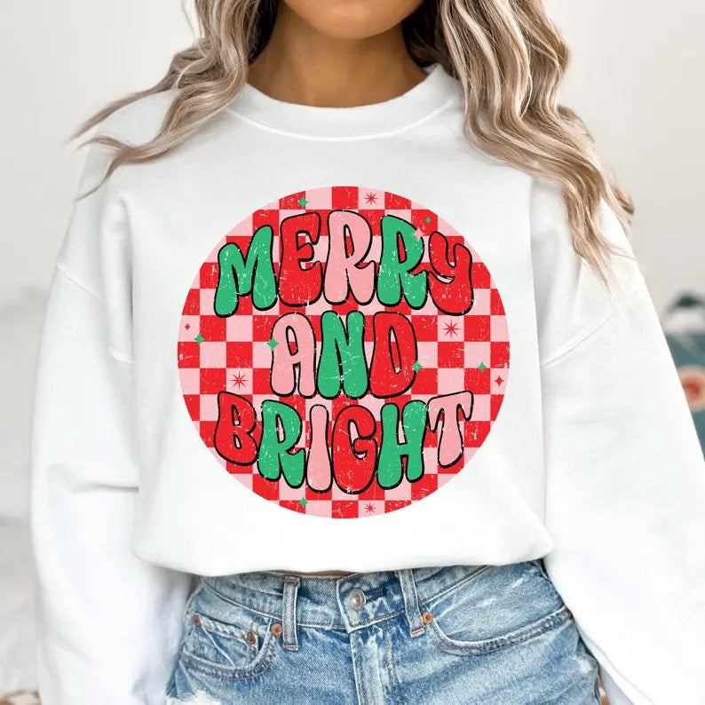 Just Merry & Bright WHITE Sweatshirt
