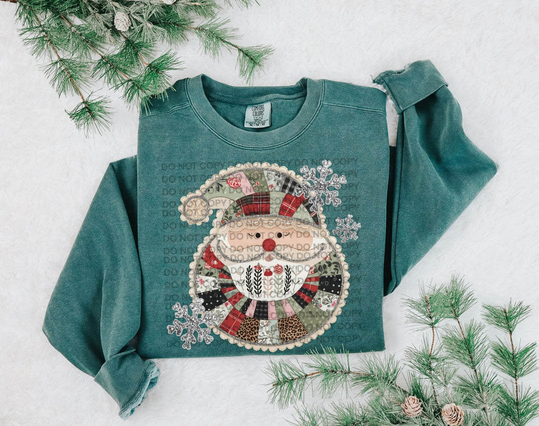 Patchwork Santa DTF Print