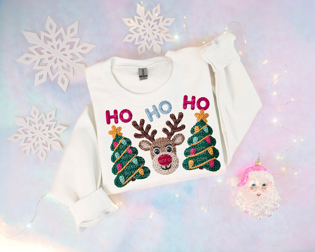 Crochet HoHoHo Reindeer DTF Print