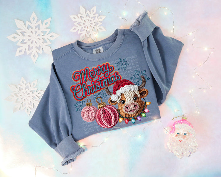 Merry Christmas Highland Cow DTF Print