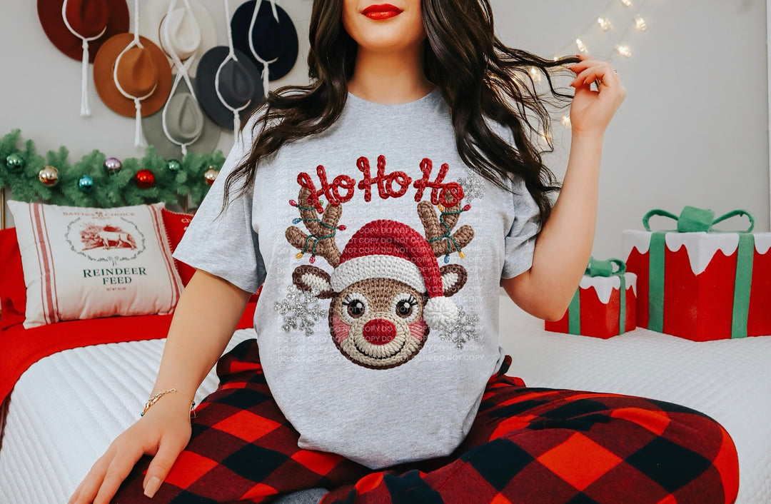 Crochet HoHoHo Reindeer DTF Print