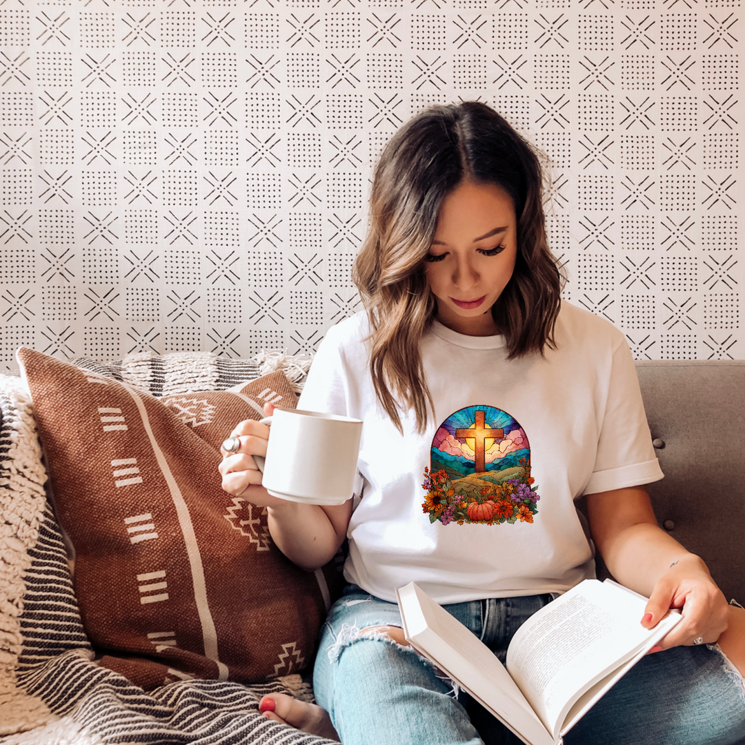 Stained Glass Cross DTF Print