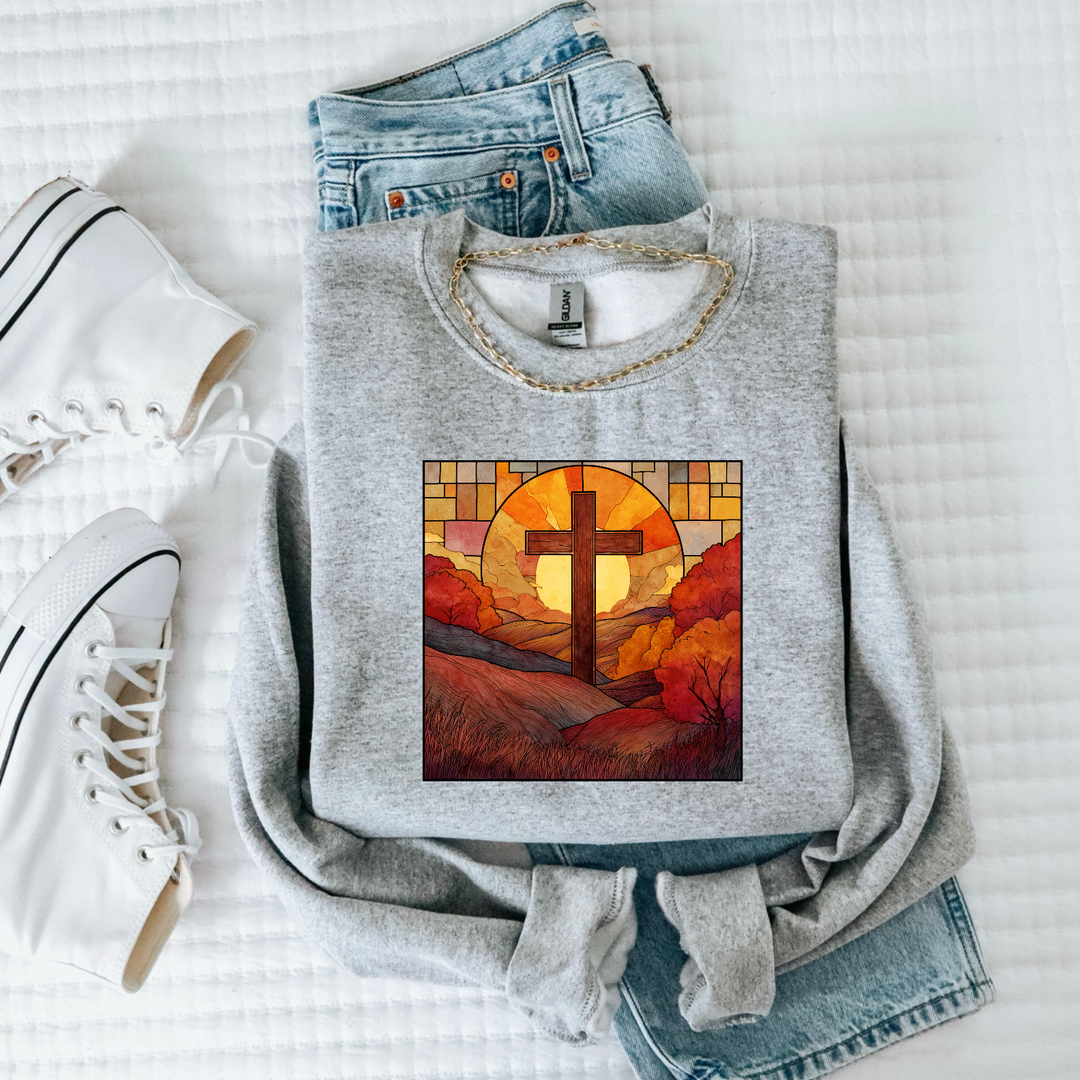 Stained Glass Cross DTF Print