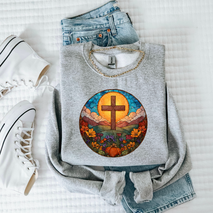 Stained Glass Cross DTF Print