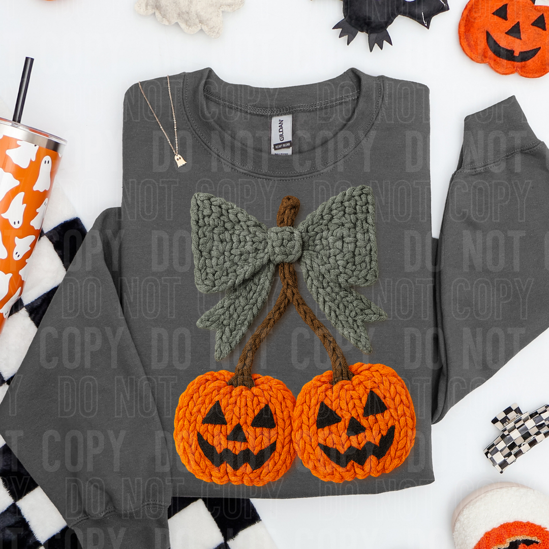 Jack O Lantern Bow Cherry DTF Print