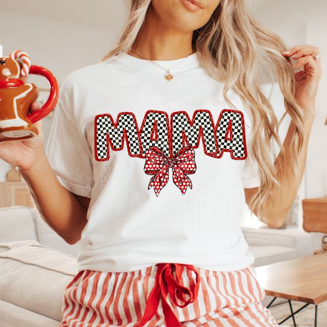 Mama Checker Bow DTF Print