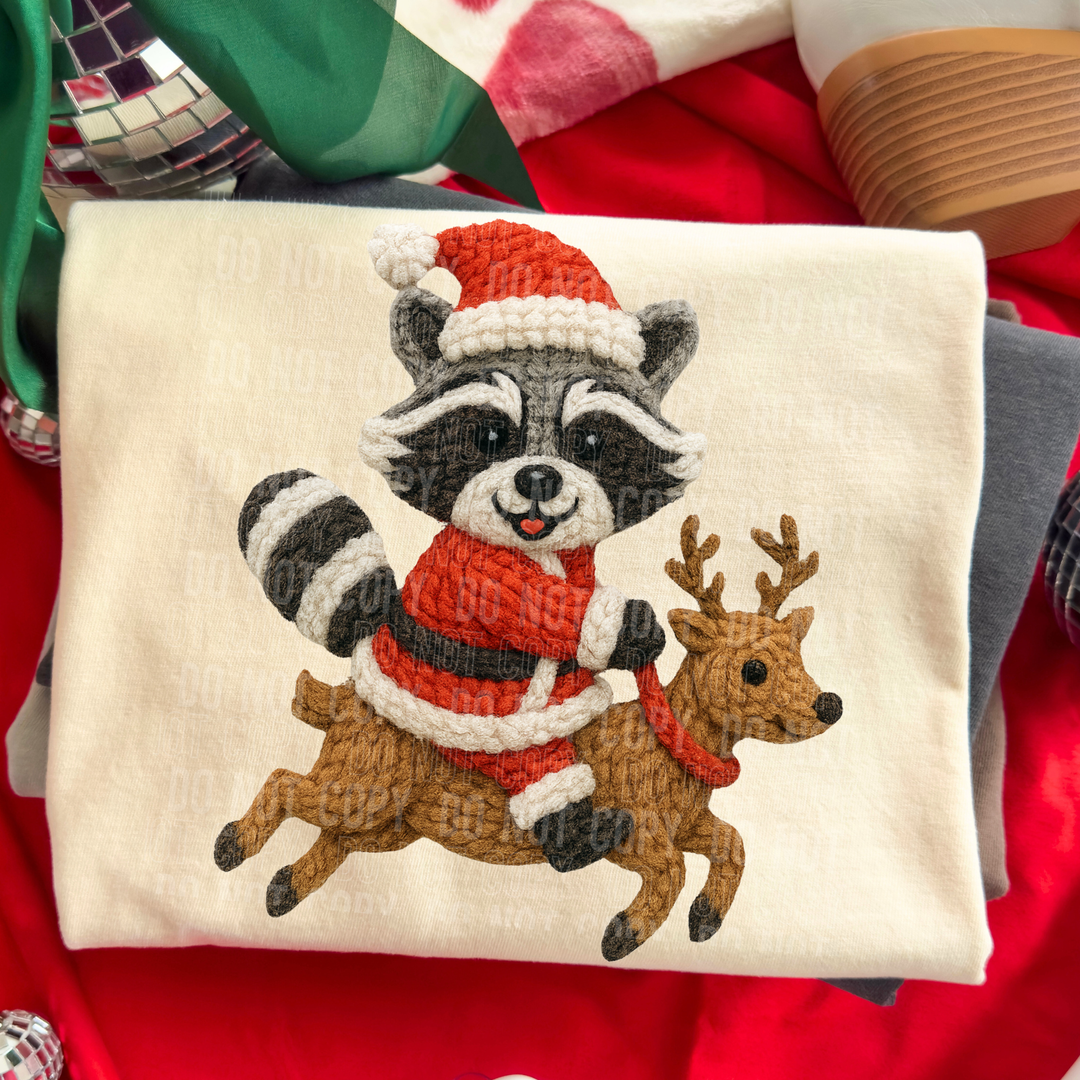 Raccoon Reindeer DTF Print