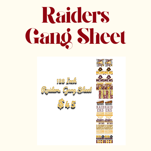 Raiders 120 Inch Gang Sheet