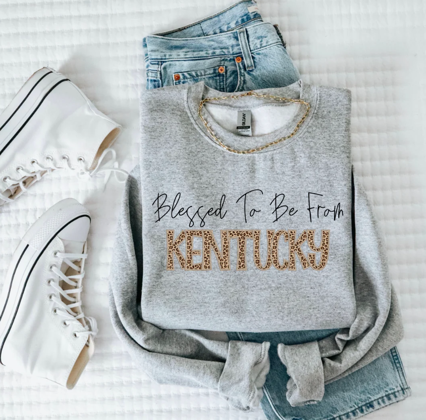 Blessed to be From Kentucky GILDAN Gray Sweatshirt