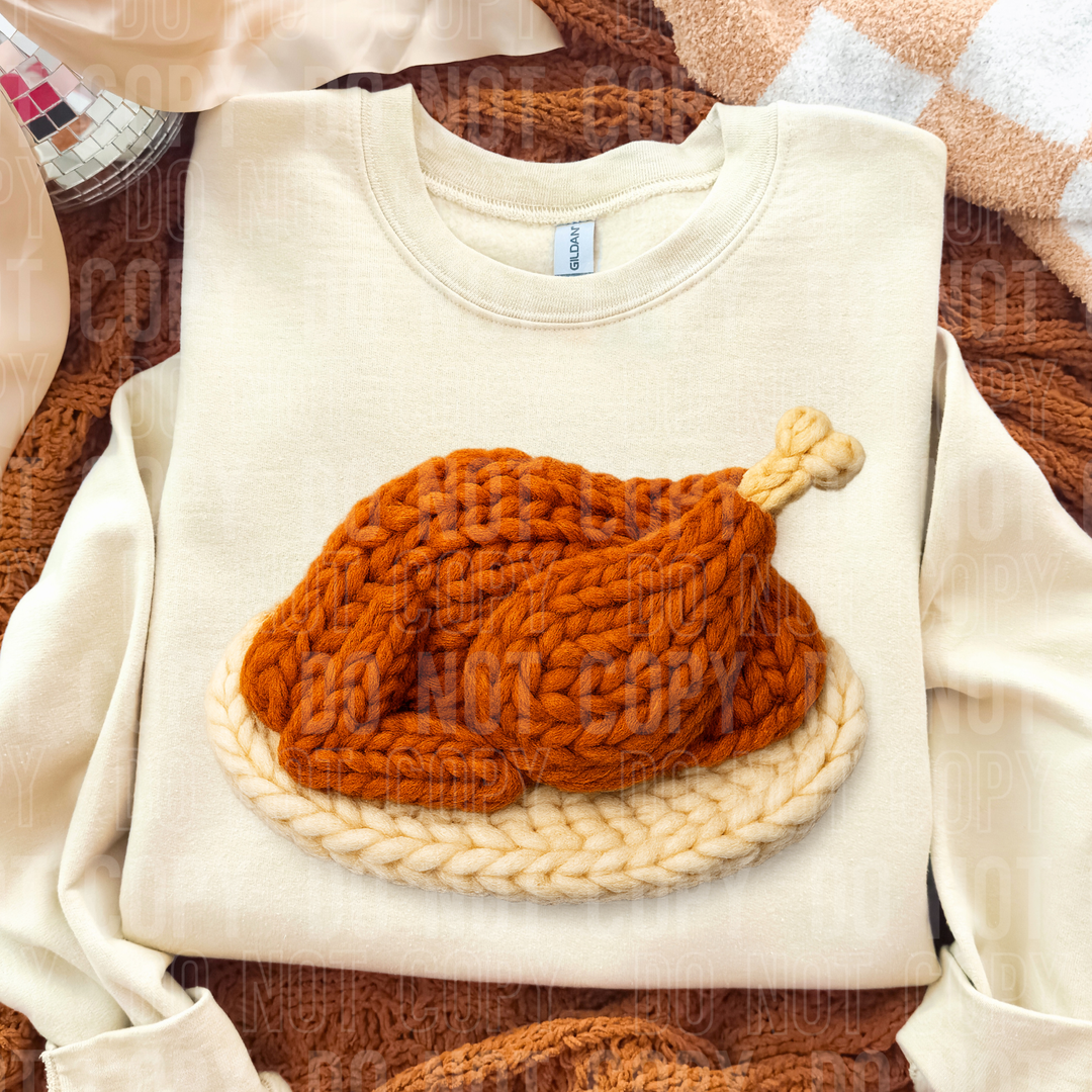 Thanksgiving Turkey Faux Yarn DTF Print