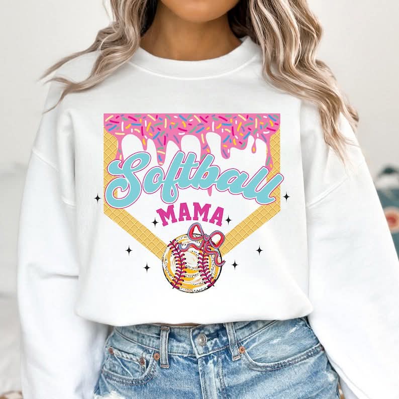 Baseball Mama GILDAN WHITE Sweatshirt