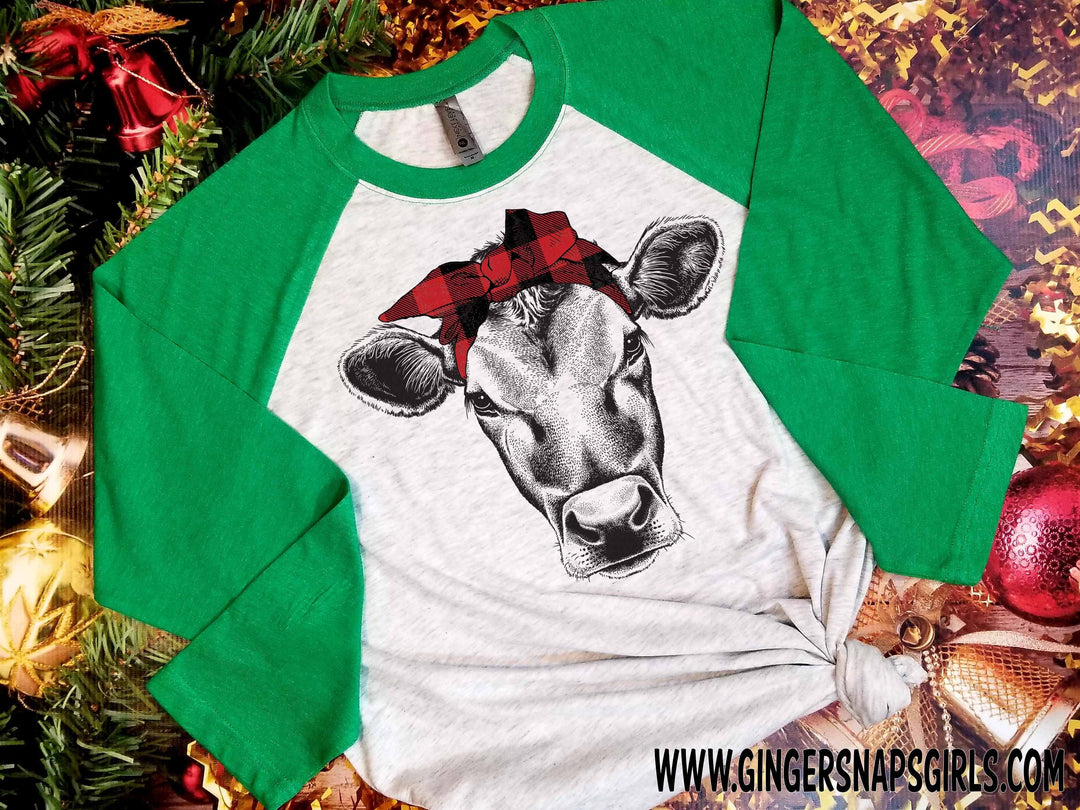 Heifer Christmas Headband in Red Buaffalo Plaid Digital Design File