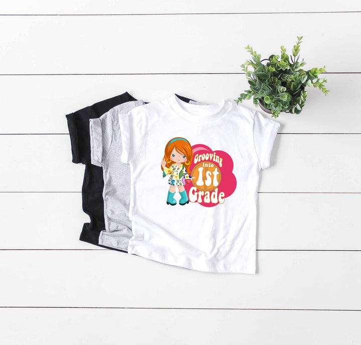 Grooving into First grade School All Grades Available Printable and Sublimation Design File PNG
