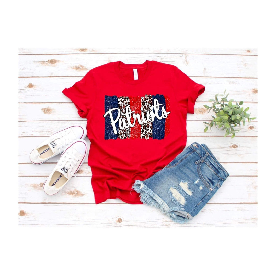 Patriots (Red, Blue and Leopard Brushstroke) DTF Print