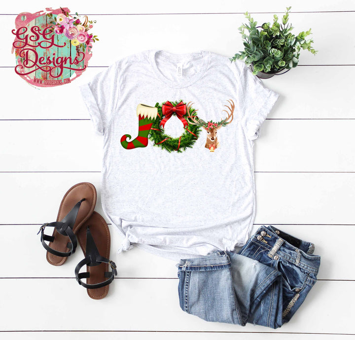 Joy Christmas Stocking Wreath and Deer Digital Design File