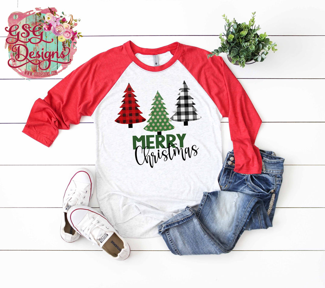 Buffalo Plaid Trees Merry Christmas Digital Design File