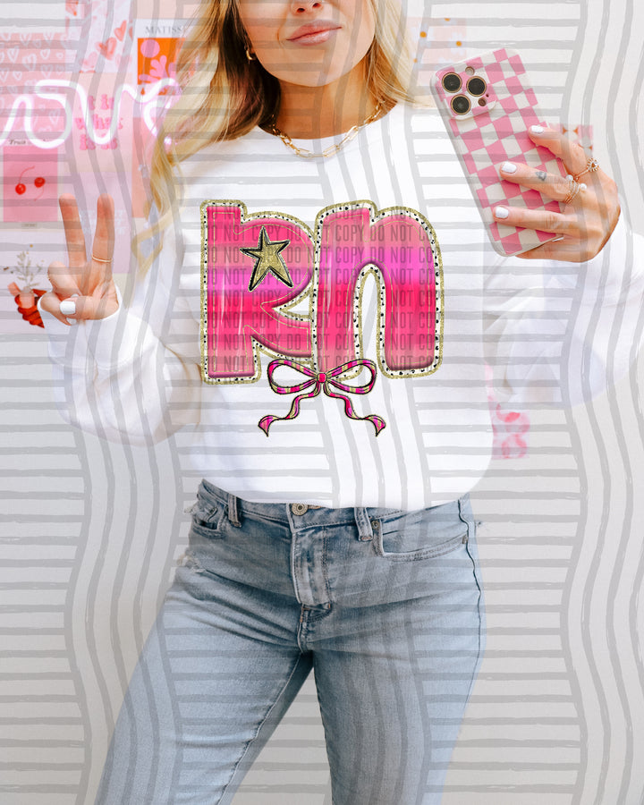 Pink Bow Occupations/Names DTF Print