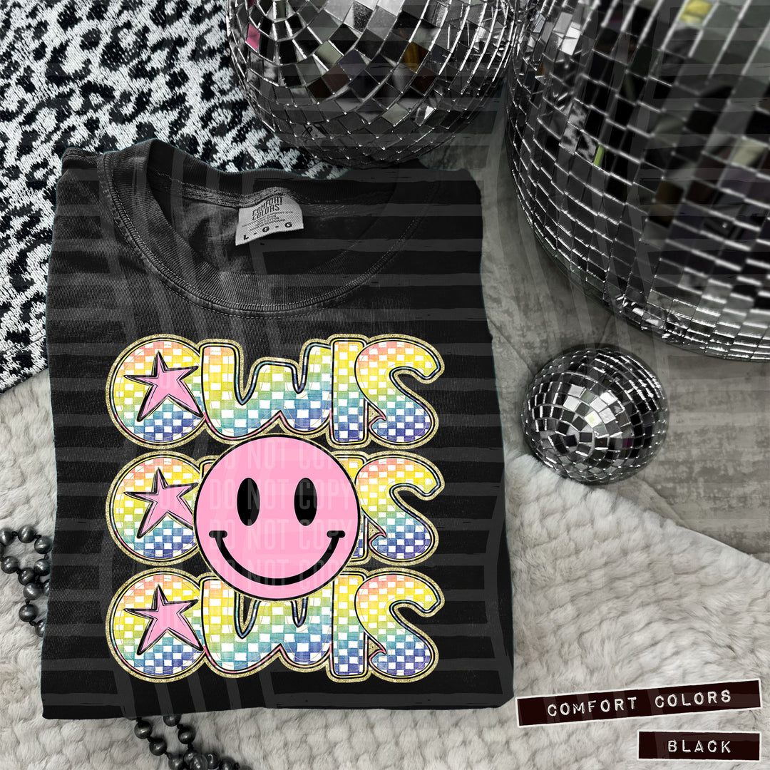 Pink Smiley Triple Stack DTF Print